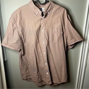 Divided button down short sleeve shirt